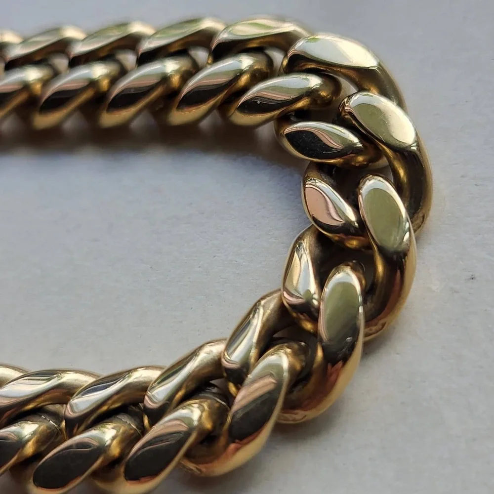 14K Gold Plated Stainless Steel Cuban Link Necklace 10mm Gold Chain